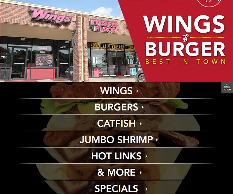 텍스트 수정 및 업체 이관을 통해 정상화된 달라스 윙 전문점 웹사이트 복구 사례